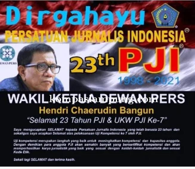 Wakil Ketua Dewan Pers Hendry Chairudin Bangun Ucapankan Selamat HUT PJI Ke-23 