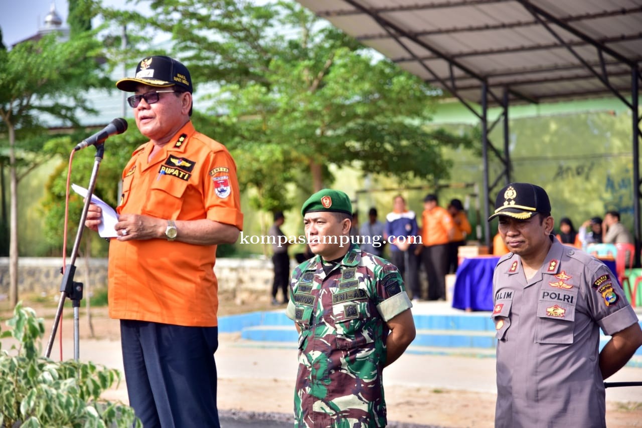 Pemerintah Kab Mesuji Bersama TNI Polri  Melakukan Apel Siaga Bencana Aman