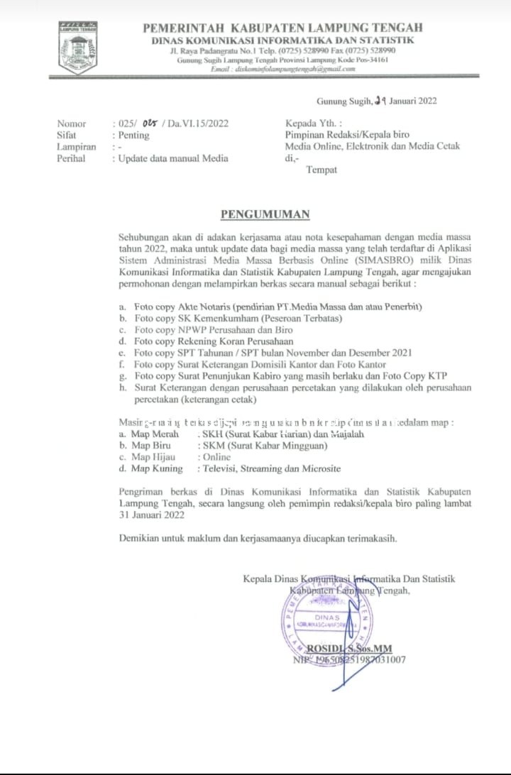 Pemda Lampung Tengah Terkesan Diskriminasi Terhadap Media