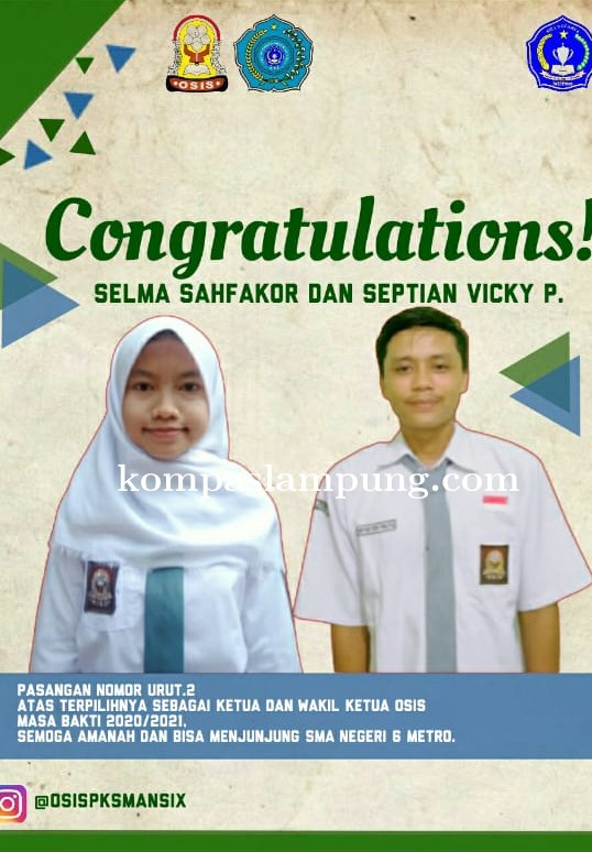 SMAN 6 Metro Sukses Menggelar Pemilihan Pengurus OSIS TP 2020/2021