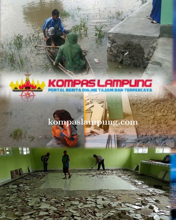 Lantai Sekolah SMP Satu Atap 2 Gunung Terang Amblas Akibat Banjir