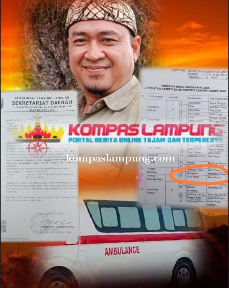 Tiyuh Toto Katon Tubaba Terima Bantuan Mobil Ambulans Dari Pemprov Lampung