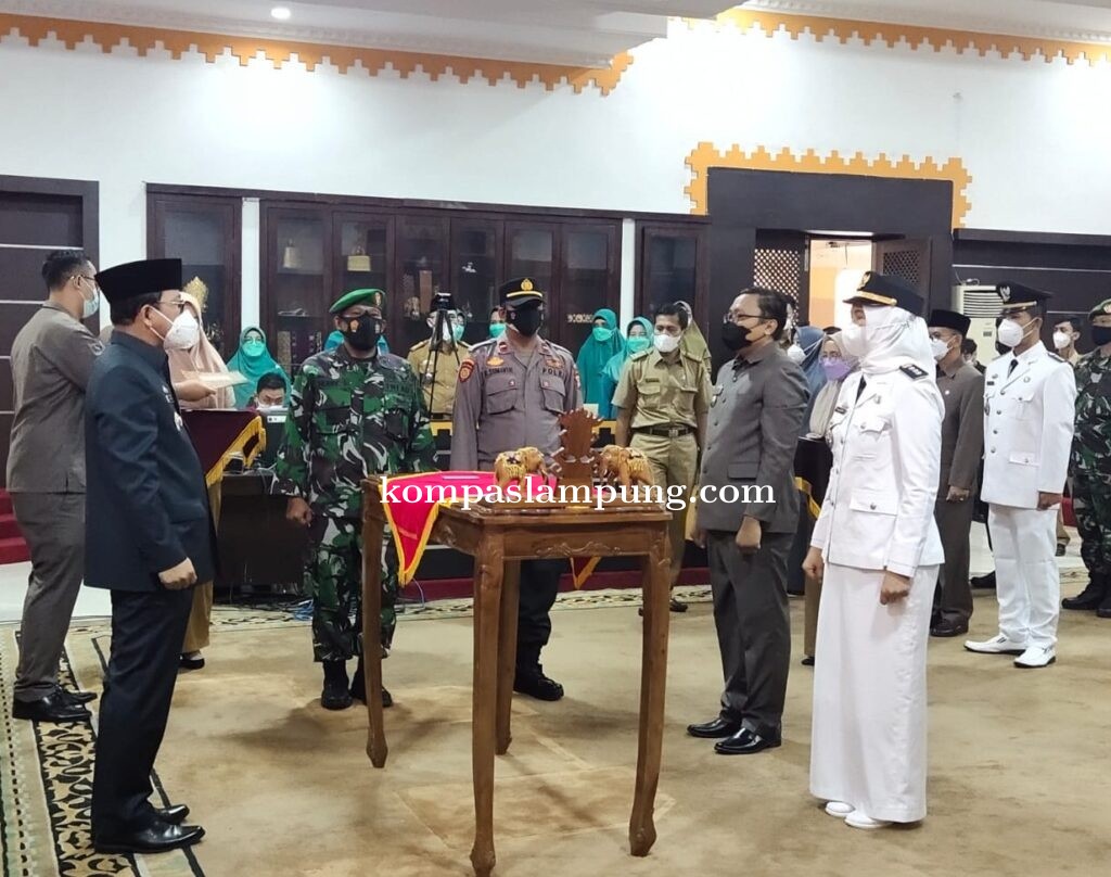 Walikota Dan Wakil Walikota Hadiri Sertijab Camat  Serta  Ketua TP PKK Kecamatan Se-Kota Metro